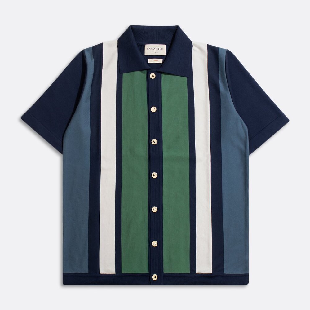 NWT FAR AFIELD "VELZY" KNIT CARDIGAN POLO -